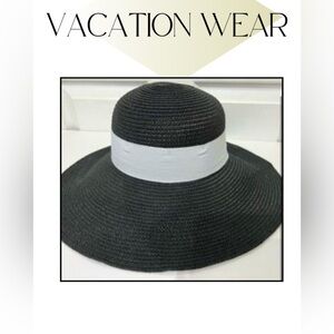 🆕VACATION WEAR dDESIGNER ALERT Nicole Marciano Black and White Women's Sun Hat